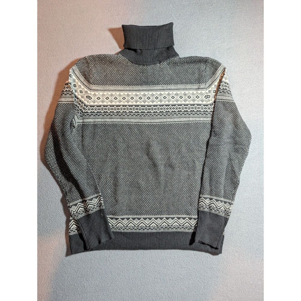 L.L.Bean Signature 100% Cashmere Fair Isle Turtleneck Sweater Womens M Black NWT